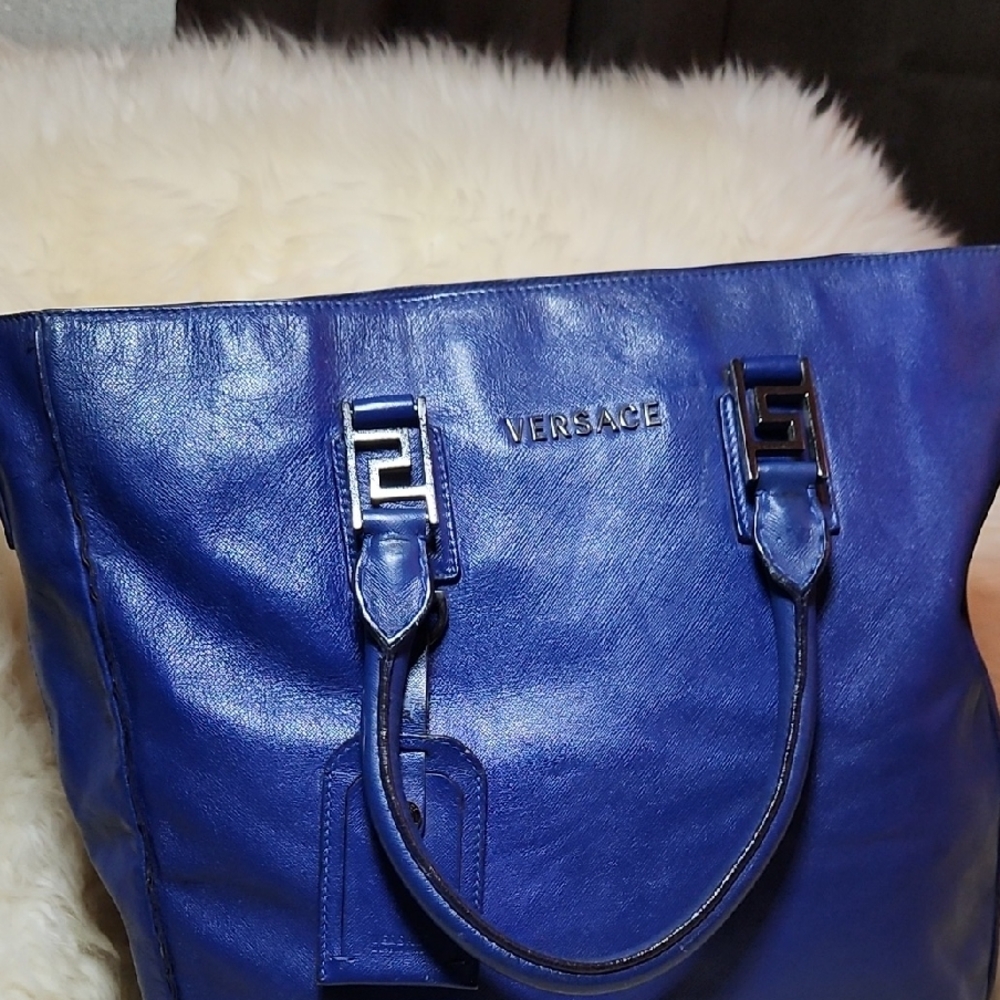 Versace Royal Blue Leather Tote